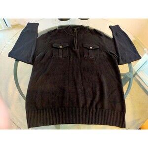 Apt. 9 Buttoned Pocket Long Sleeve Black Zip Up Sweater Size Large